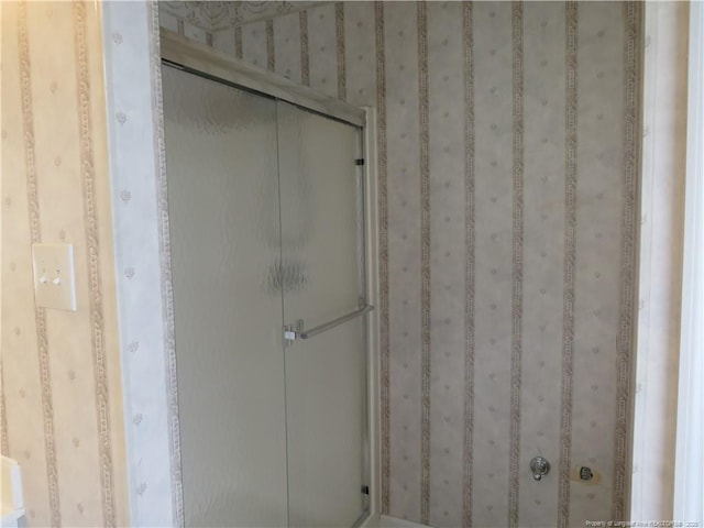 103 Autumn Chase Blvd, Lumberton, NC 28358 - bathroom with a stall shower and wallpapered walls
