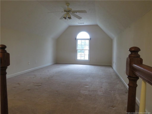 103 Autumn Chase Blvd, Lumberton, NC 28358 - bonus room featuring light colored carpet, vaulted ceiling, a ceiling fan, and baseboards