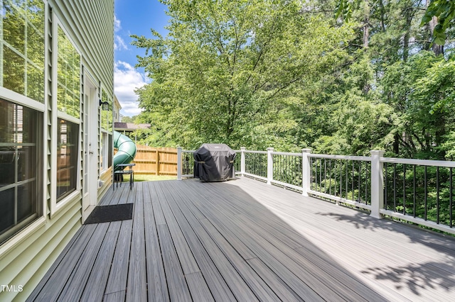 6 Beaver Creek Ln, Durham, NC 27703 - wooden deck with grilling area
