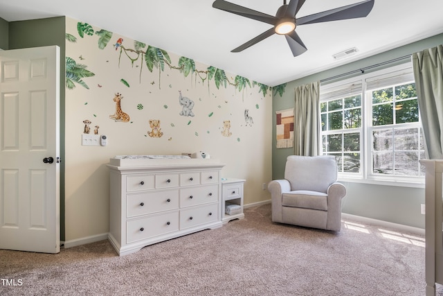 6 Beaver Creek Ln, Durham, NC 27703 - living area with a ceiling fan, carpet floors, and baseboards