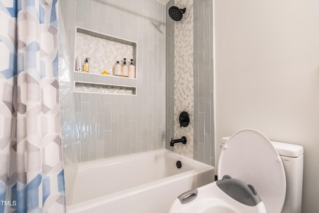 6 Beaver Creek Ln, Durham, NC 27703 - bathroom featuring toilet and shower / tub combo with curtain
