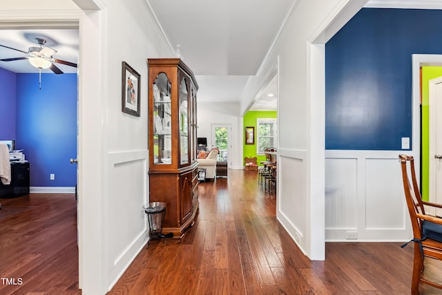 100 Lexington Ave, Zebulon, NC 27597 - corridor featuring a decorative wall, wood finished floors, and wainscoting