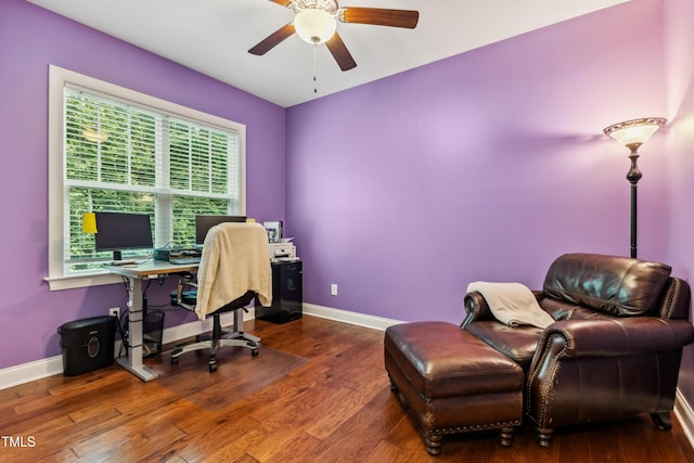 100 Lexington Ave, Zebulon, NC 27597 - office with ceiling fan, wood finished floors, and baseboards