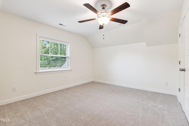 100 Lexington Ave, Zebulon, NC 27597 - additional living space featuring carpet flooring, baseboards, lofted ceiling, and a ceiling fan
