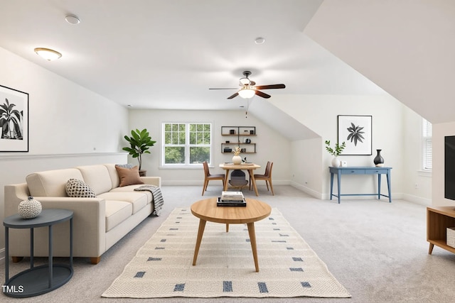 100 Lexington Ave, Zebulon, NC 27597 - living room featuring light colored carpet, ceiling fan, and baseboards