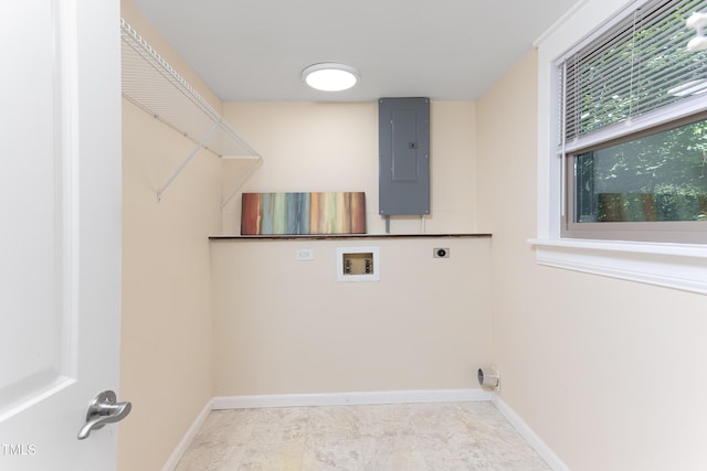 126 Barclay Rd, Chapel Hill, NC 27516 - laundry room with electric panel, electric dryer hookup, washer hookup, and baseboards