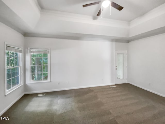 105 Crosswaite Way, Cary, NC 27518 - carpeted spare room with ceiling fan, baseboards, and a raised ceiling