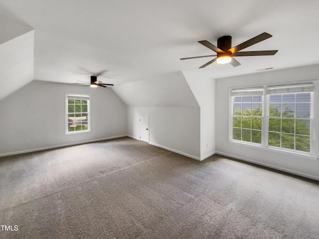 105 Crosswaite Way, Cary, NC 27518 - bonus room featuring ceiling fan, carpet, baseboards, and vaulted ceiling