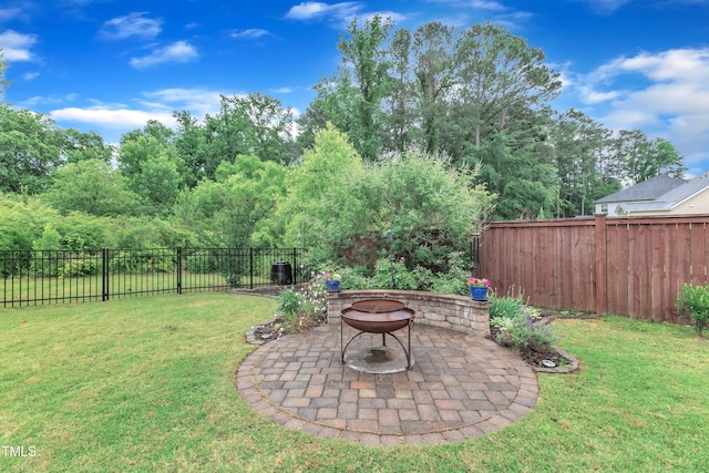 3449 S Beaver Ln, Raleigh, NC 27604 - view of yard with a patio area and an outdoor fire pit