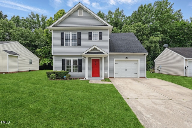 5408 Gunnette Dr, Raleigh, NC 27610 - view of front of property with an attached garage, concrete driveway, and a front yard