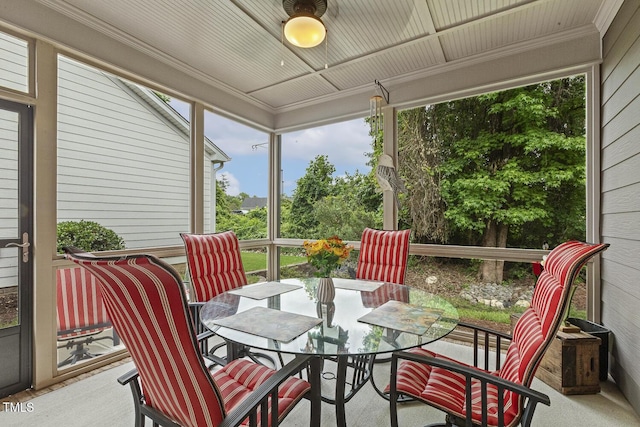 1374 Patriot Points Way, Fuquay Varina, NC 27526 - sunroom with outdoor dining space and ceiling fan