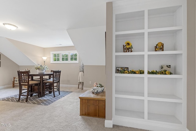 1374 Patriot Points Way, Fuquay Varina, NC 27526 - dining room with carpet flooring, built in shelves, and baseboards
