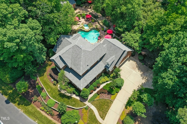 4021 Chaumont Dr, Apex, NC 27539 - view from above of property featuring a pool area