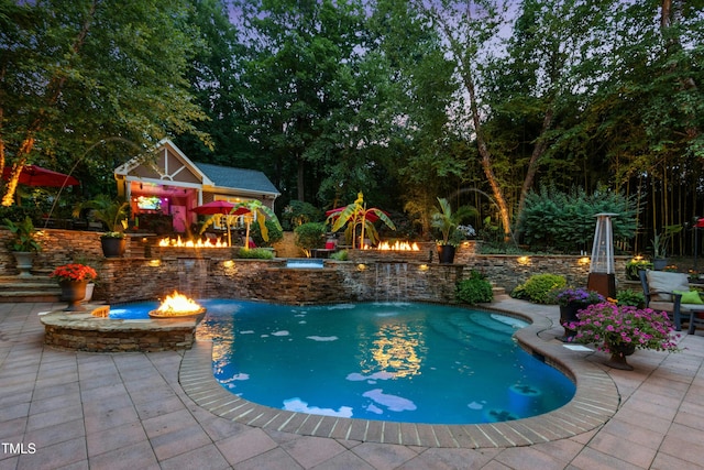 4021 Chaumont Dr, Apex, NC 27539 - outdoor pool featuring an outdoor fire pit and a patio