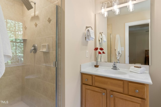 4021 Chaumont Dr, Apex, NC 27539 - bathroom featuring a stall shower and vanity