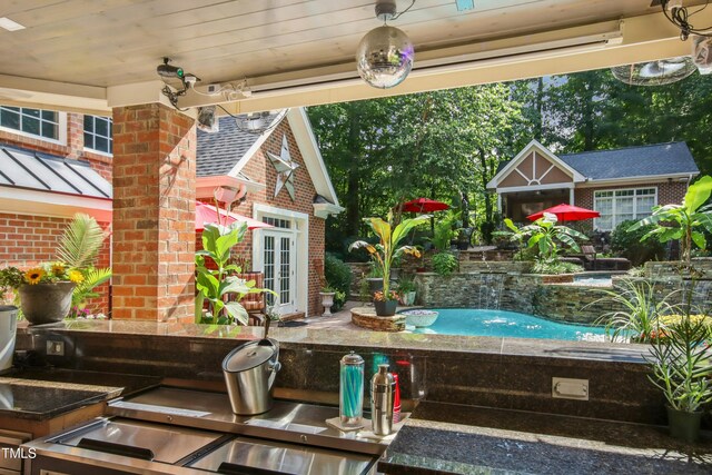 4021 Chaumont Dr, Apex, NC 27539 - detailed view of brick siding and french doors