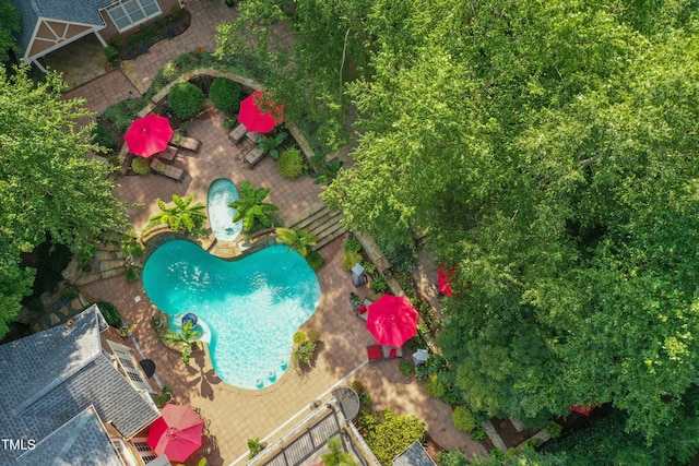 4021 Chaumont Dr, Apex, NC 27539 - aerial view of a pool