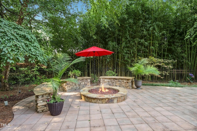 4021 Chaumont Dr, Apex, NC 27539 - view of patio / terrace featuring a fire pit