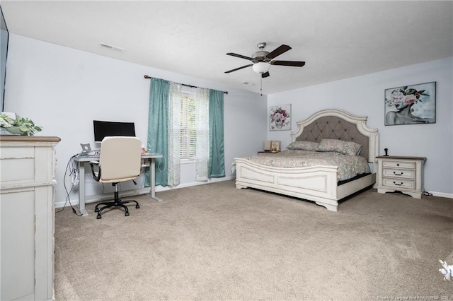 332 Dundee Cir, Raeford, NC 28376 - bedroom with carpet floors, a desk, baseboards, and a ceiling fan