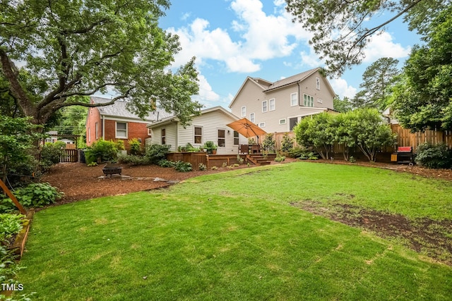729 Mial St, Raleigh, NC 27608 - view of yard featuring a wooden deck