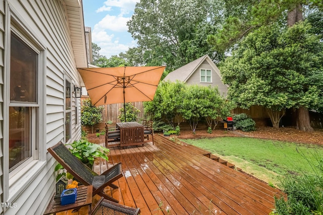 729 Mial St, Raleigh, NC 27608 - wooden terrace featuring a fenced backyard