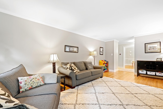 2805 Friendship Rd, Durham, NC 27705 - living area featuring ornamental molding, wood finished floors, and baseboards
