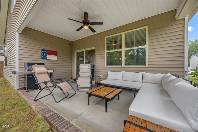 247 Axis Deer Ln, Garner, NC 27529 - view of patio / terrace featuring an outdoor hangout area and a ceiling fan