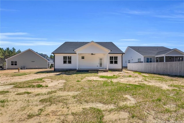 91 Laramie Ln, Selma, NC 27576 - back of property featuring a ceiling fan