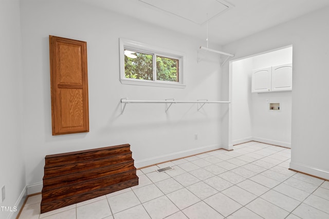 307 Country Club Dr, Durham, NC 27712 - laundry area featuring attic access, hookup for a washing machine, baseboards, and light tile patterned flooring