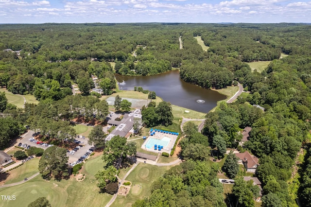307 Country Club Dr, Durham, NC 27712 - aerial view of property's location featuring a heavily wooded area, a large body of water, and a local golf course