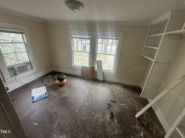 2503 Chapel Hill Rd, Durham, NC 27707 - empty room featuring crown molding, baseboards, and cooling unit