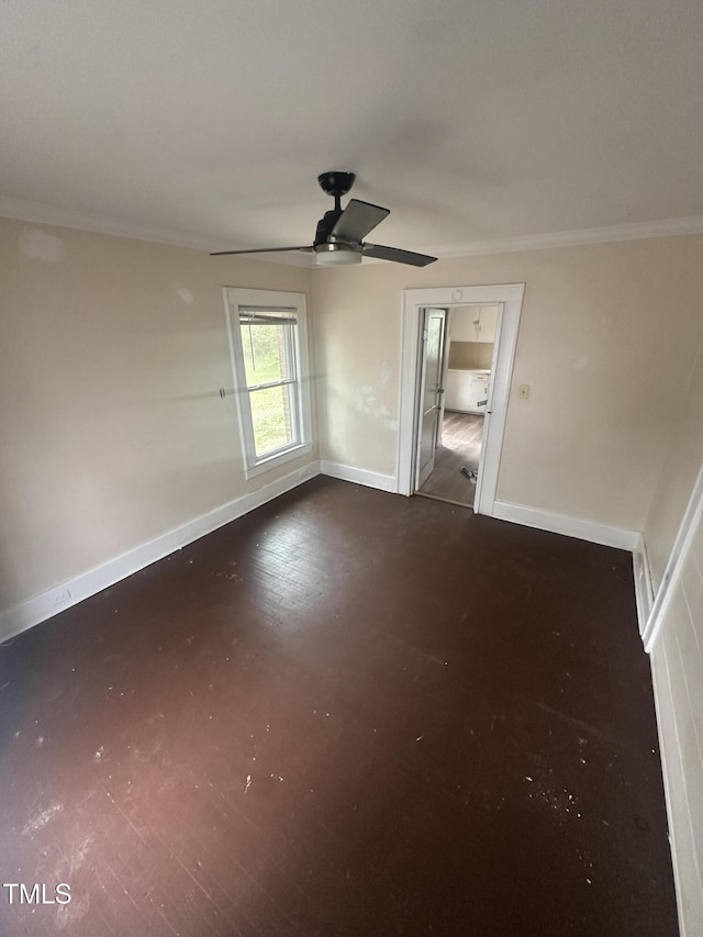 2503 Chapel Hill Rd, Durham, NC 27707 - empty room featuring ornamental molding, ceiling fan, and baseboards