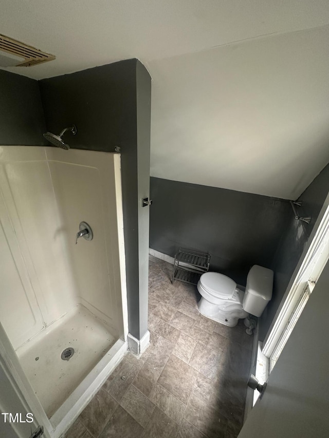 2503 Chapel Hill Rd, Durham, NC 27707 - bathroom with a stall shower, toilet, and baseboards