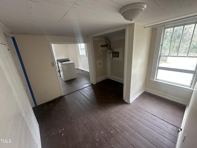 2503 Chapel Hill Rd, Durham, NC 27707 - spare room with washer / dryer, dark wood-type flooring, and baseboards