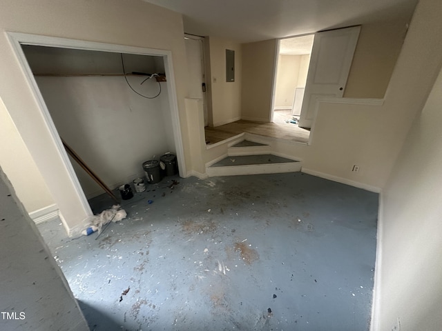 2503 Chapel Hill Rd, Durham, NC 27707 - bathroom featuring electric panel and unfinished concrete floors