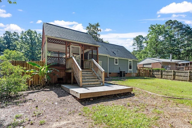 111 Mcdole Cir, Cary, NC 27511 - back of property with roof with shingles and cooling unit