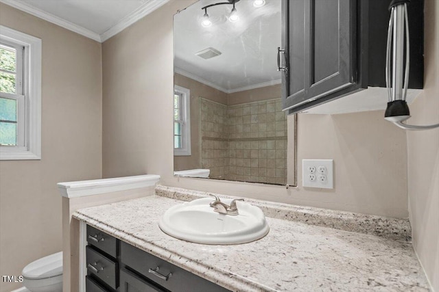 111 Mcdole Cir, Cary, NC 27511 - bathroom with toilet, vanity, and crown molding