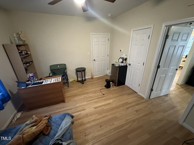 2505 Chapel Hill Rd, Durham, NC 27707 - office area with ceiling fan, light wood-type flooring, and baseboards