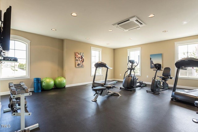 228 Ellisview Dr, Cary, NC 27519 - exercise room featuring recessed lighting and baseboards