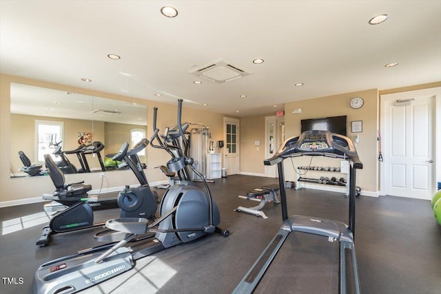 228 Ellisview Dr, Cary, NC 27519 - workout area featuring recessed lighting and baseboards
