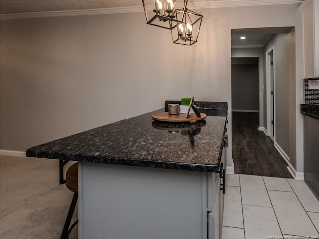 5307 N Fayetteville Rd, Lumberton, NC 28360 - dining area featuring a chandelier, ornamental molding, baseboards, and recessed lighting