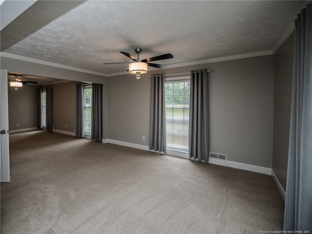 5307 N Fayetteville Rd, Lumberton, NC 28360 - carpeted empty room featuring ceiling fan, baseboards, and ornamental molding