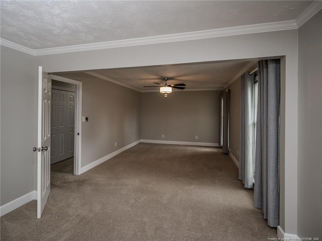 5307 N Fayetteville Rd, Lumberton, NC 28360 - unfurnished room featuring carpet, ceiling fan, baseboards, and crown molding