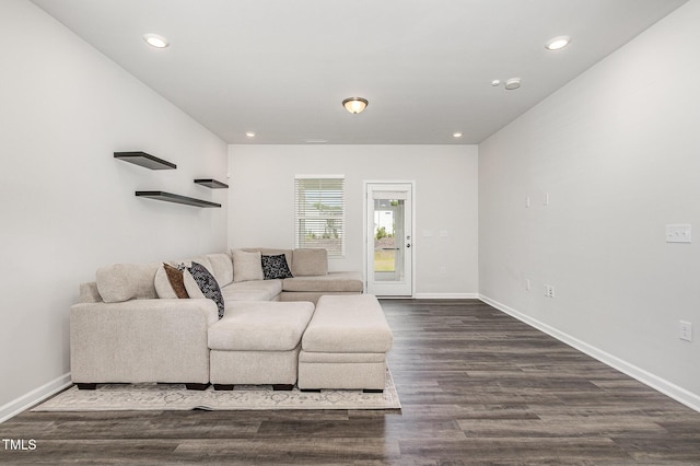1725 Winter Jasmine Ln, Wake Forest, NC 27587 - living area with baseboards, dark wood-style flooring, and recessed lighting