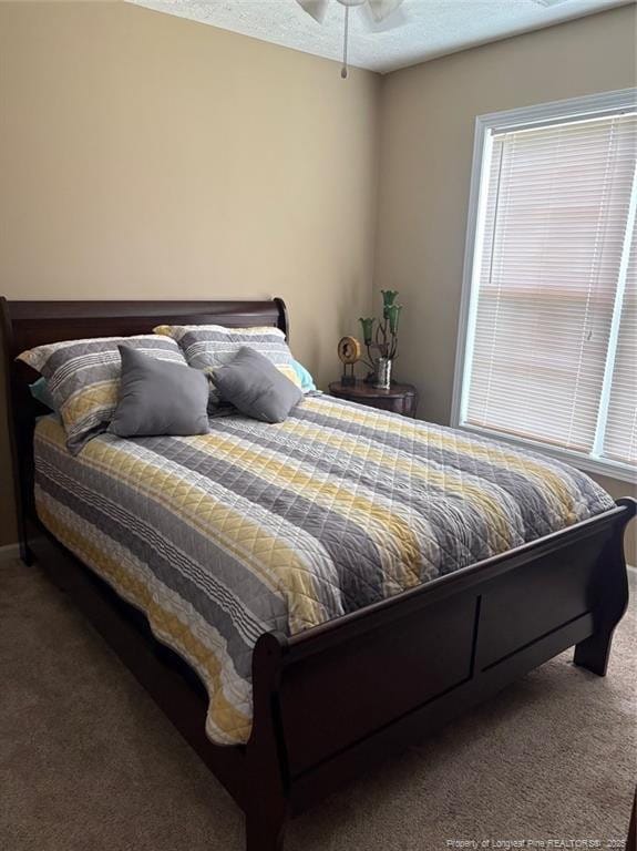 135 Paulownia Dr, Saint Pauls, NC 28384 - carpeted bedroom featuring a textured ceiling