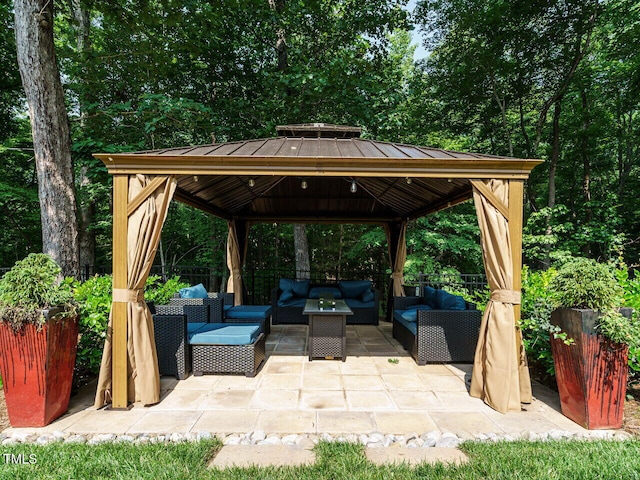 410 Mountain Laurel, Chapel Hill, NC 27517 - view of patio / terrace featuring a gazebo and an outdoor living space