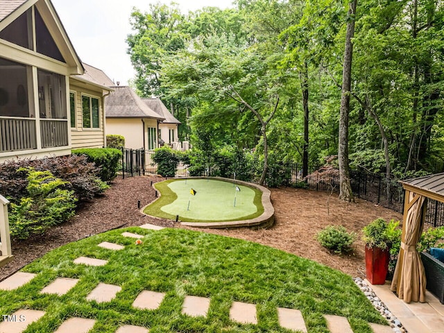 410 Mountain Laurel, Chapel Hill, NC 27517 - view of yard with a putting area