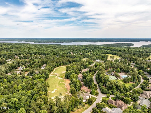 410 Mountain Laurel, Chapel Hill, NC 27517 - aerial view of a forest, a nearby body of water, and a golf club