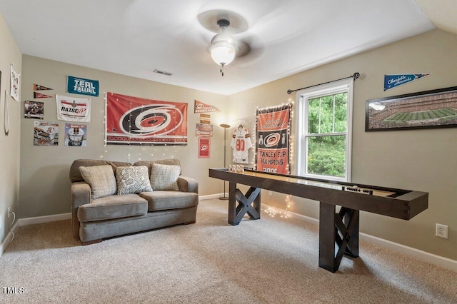 4329 Hawksong Pl, Cary, NC 27518 - rec room with carpet, ceiling fan, and baseboards