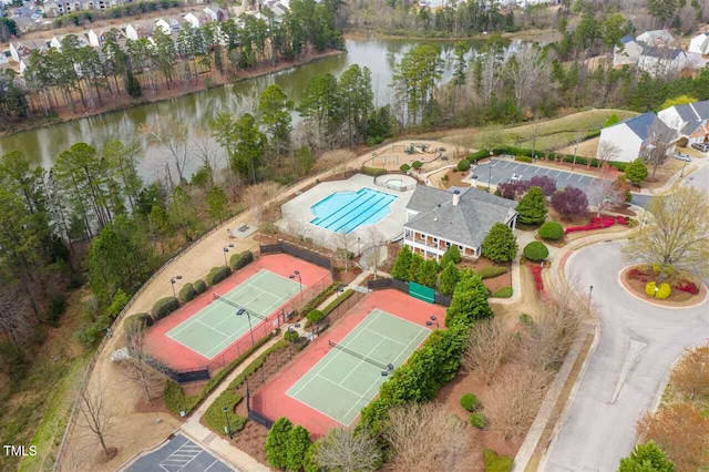8151 Rhiannon Rd, Raleigh, NC 27613 - drone / aerial view of a large body of water and a pool